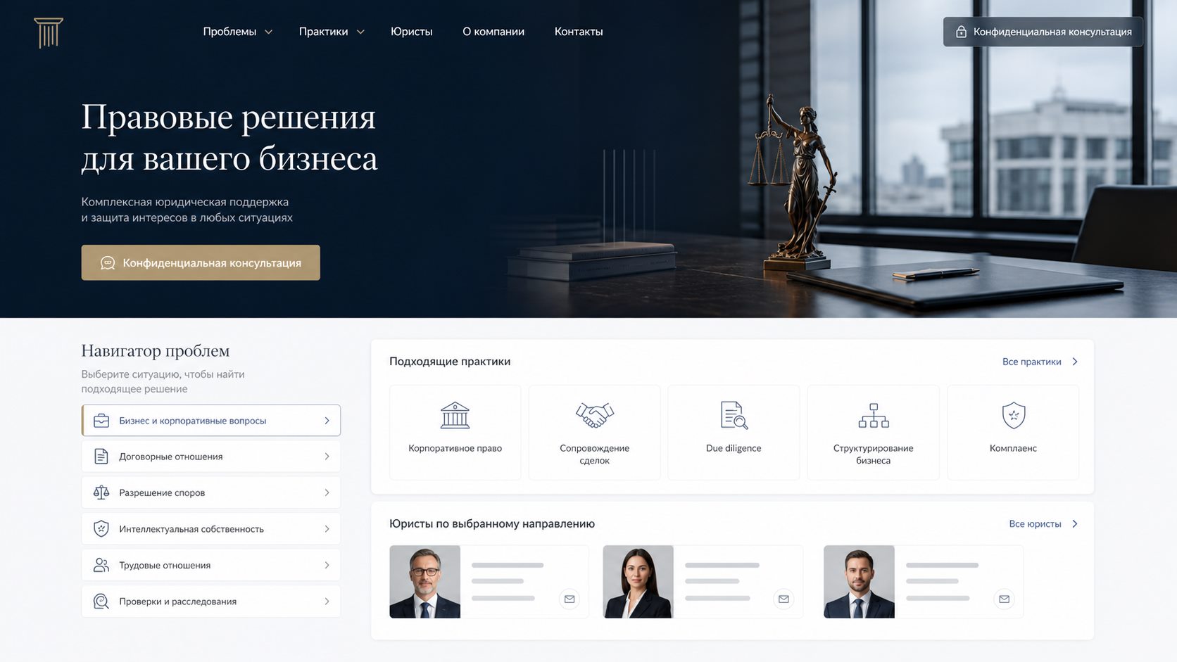 Концептуальный интерфейс: Как создать сайт для юридической компании